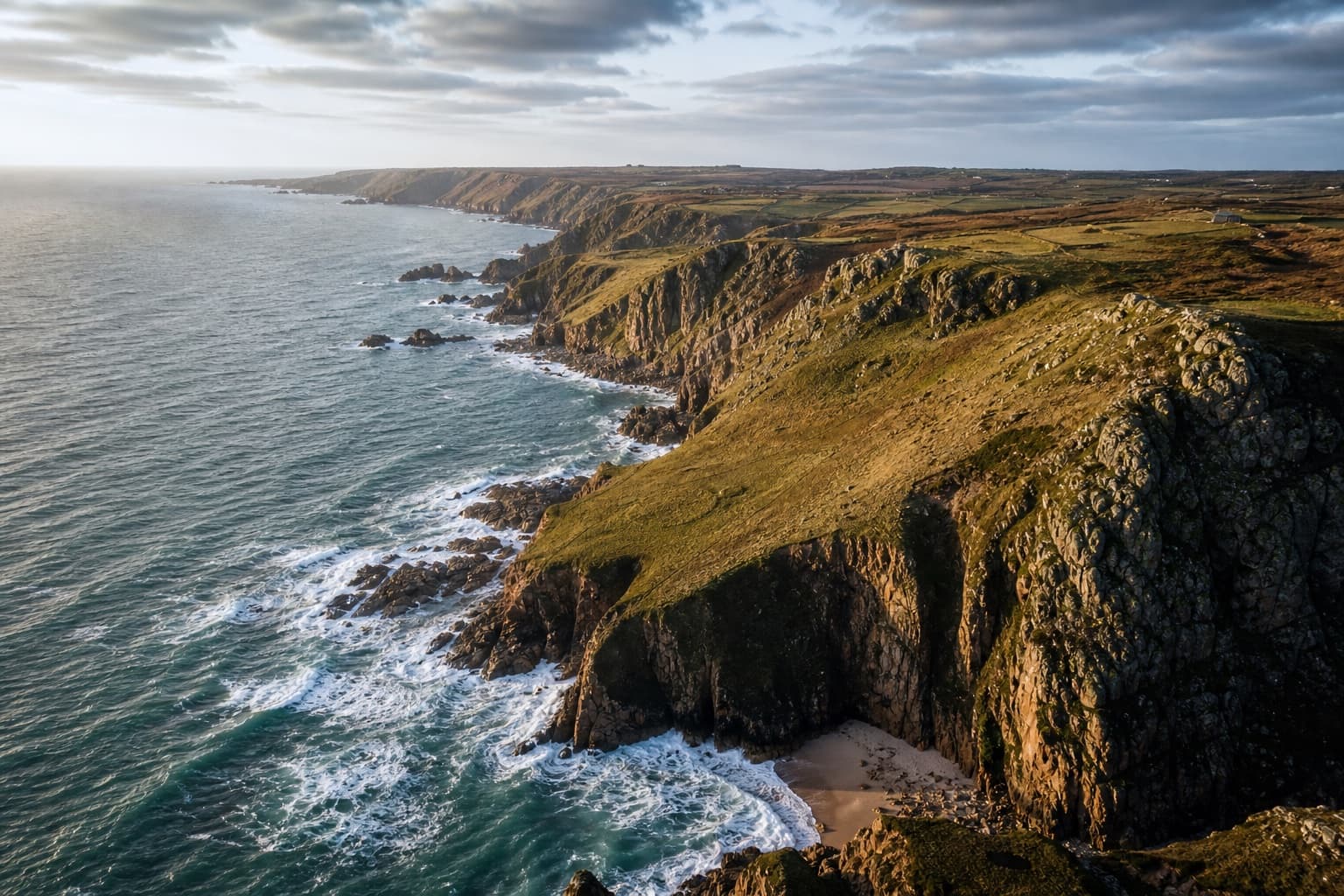 British cliffs and shoreline photographed from above
