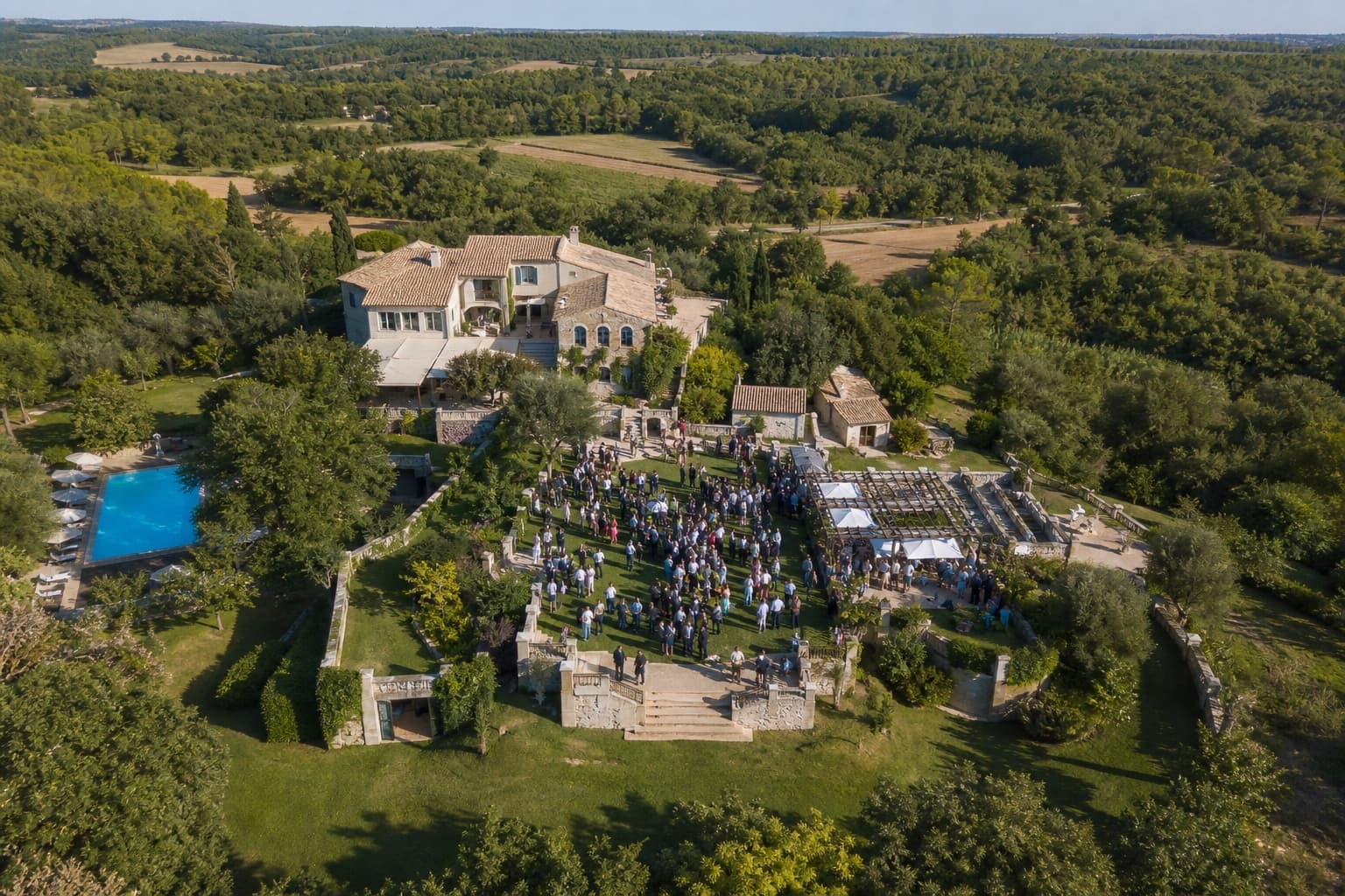 Outdoor event and venue photographed from above
