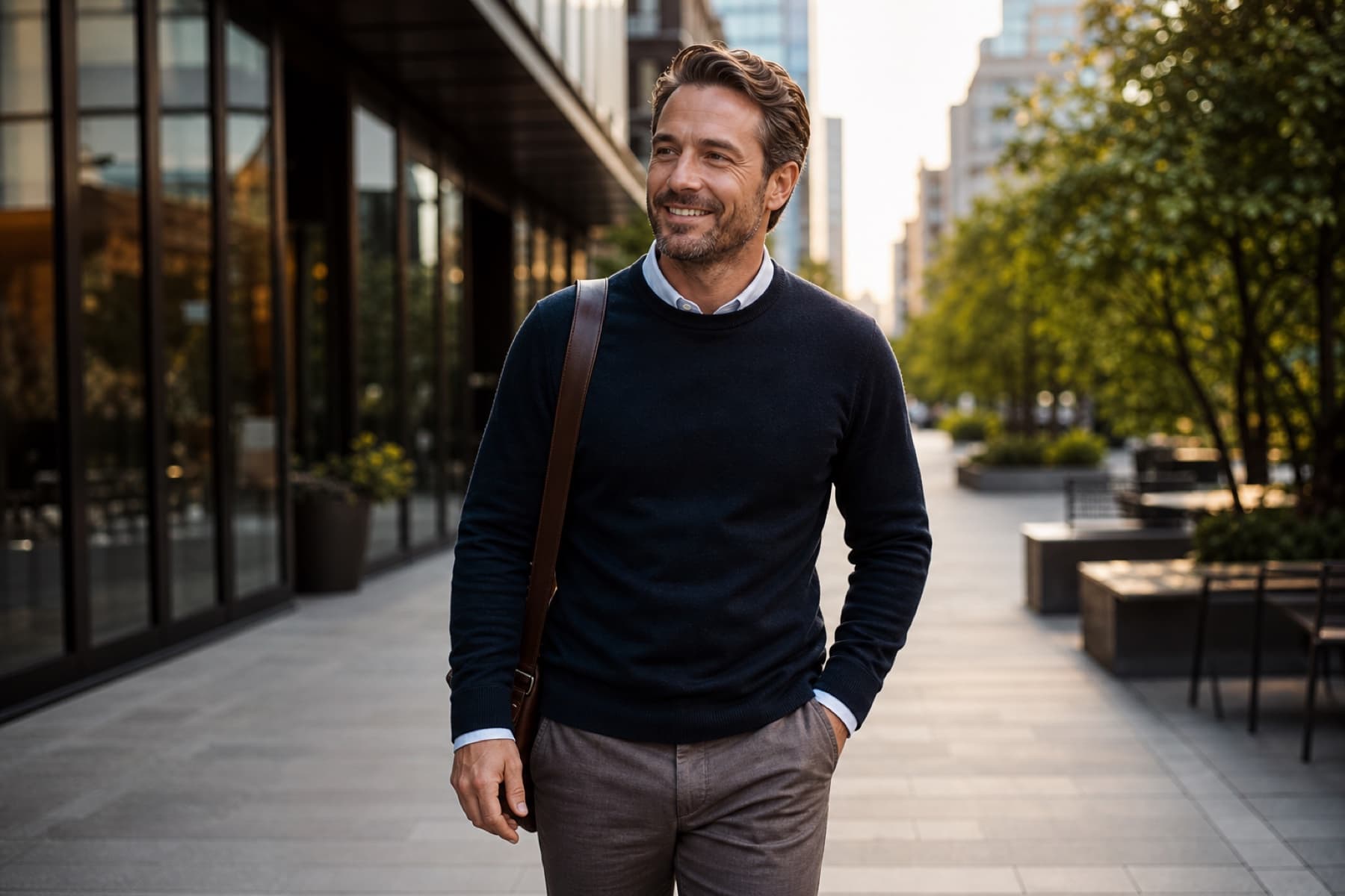Business owner photographed outdoors in natural light