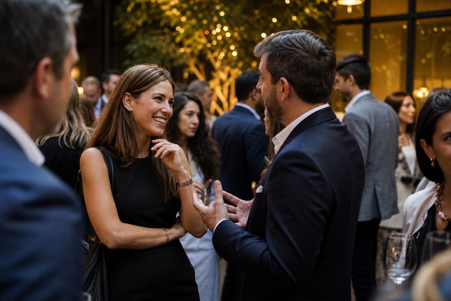 Guests making connections during a business gathering