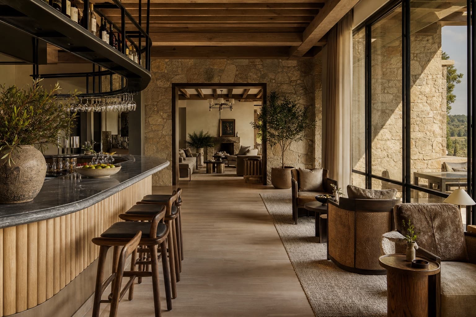 Architectural detail and materials inside a refined property