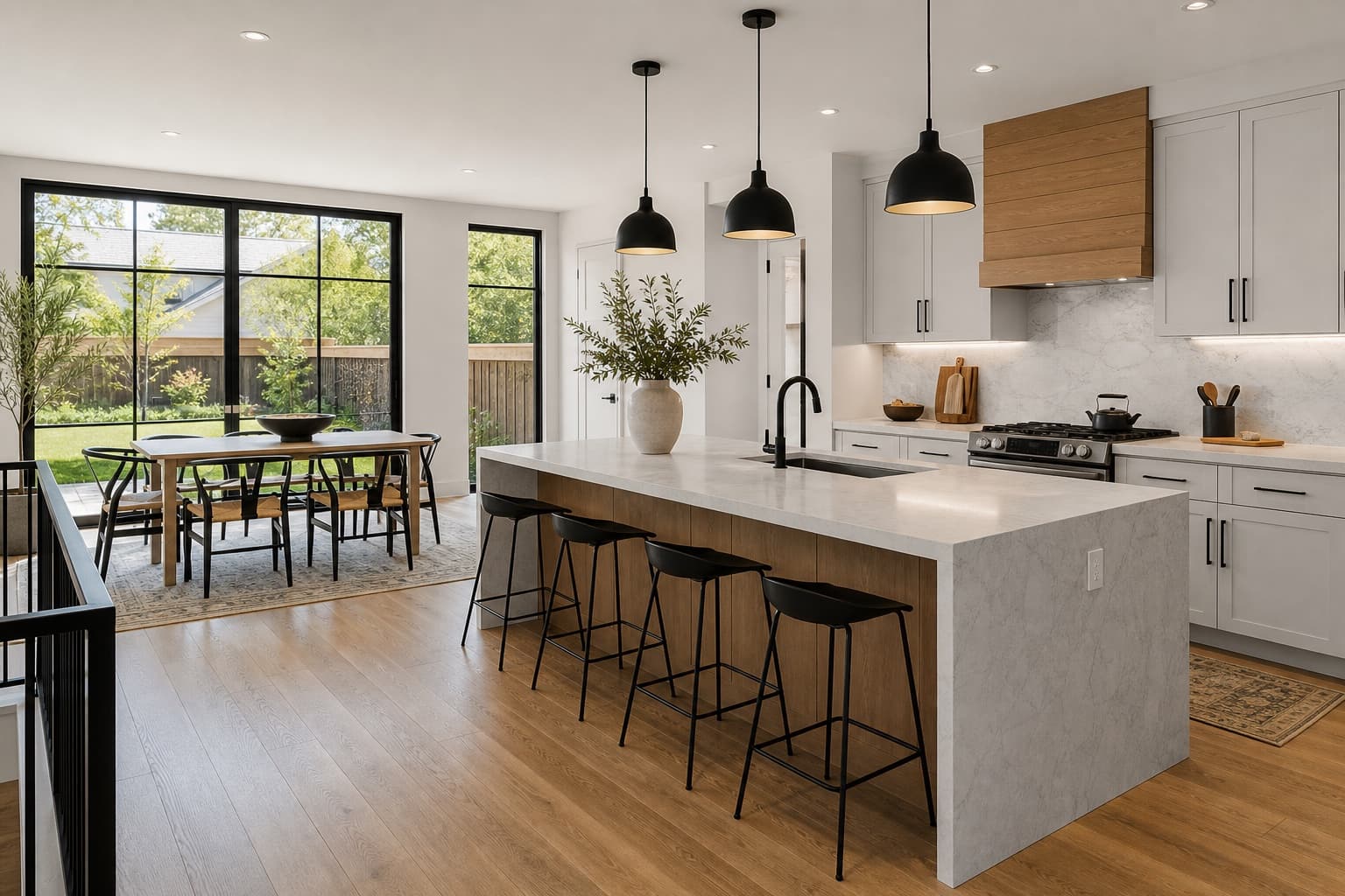 Light-filled contemporary kitchen and dining space